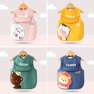 BABERO MANGA CORTA EN TELA CON DEPOSITO DE COMIDA